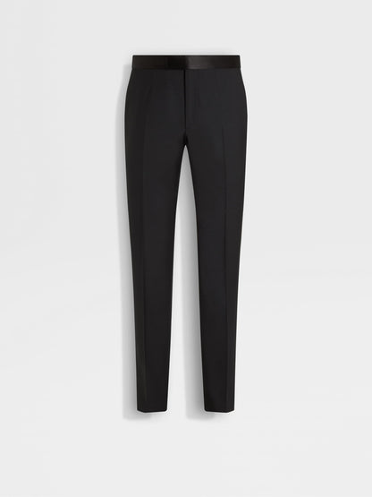 Zegna Black Wool And Mohair Pants