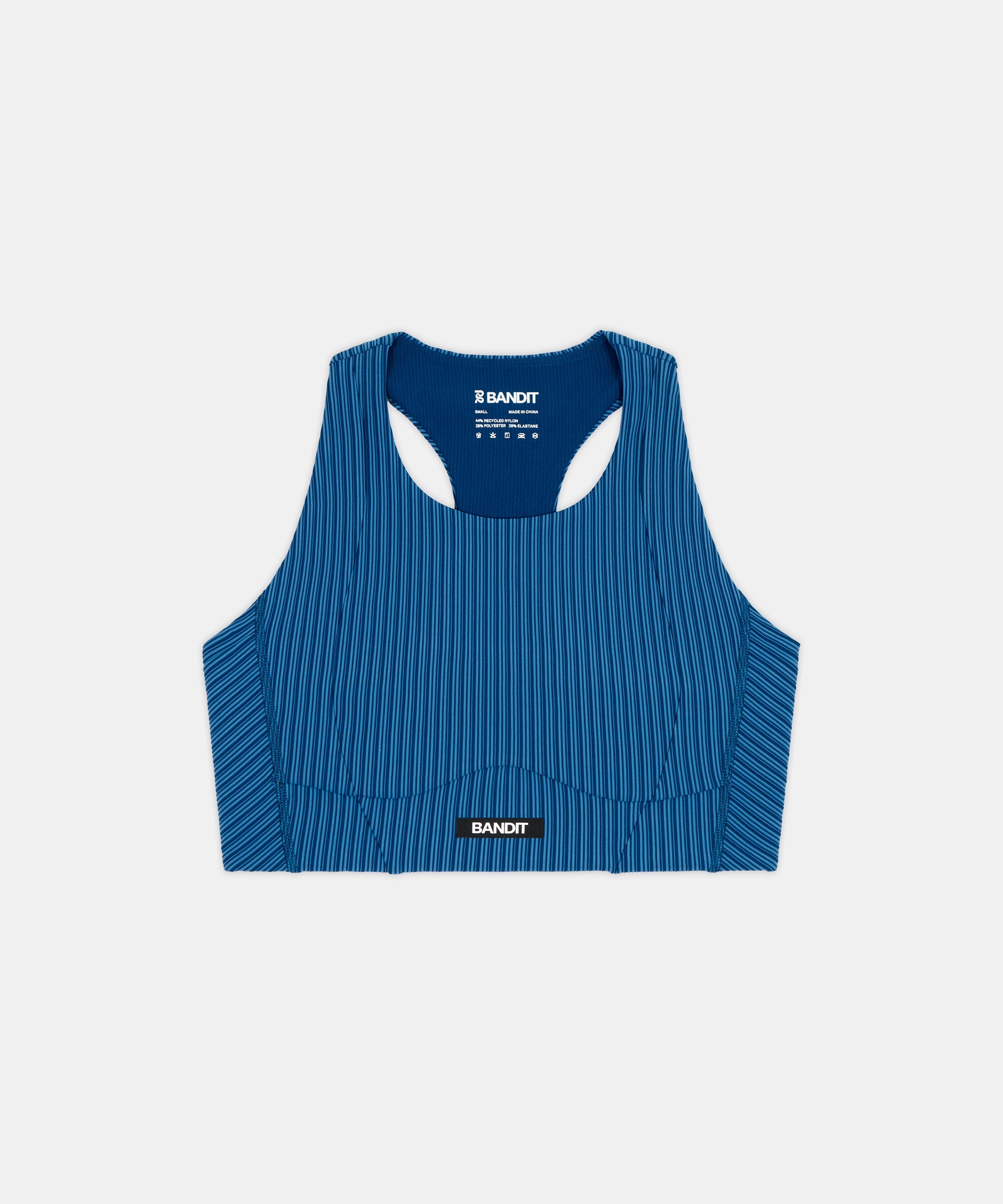Bandit Womens Striped Cadence Longline Bra Ink Blue Aegean