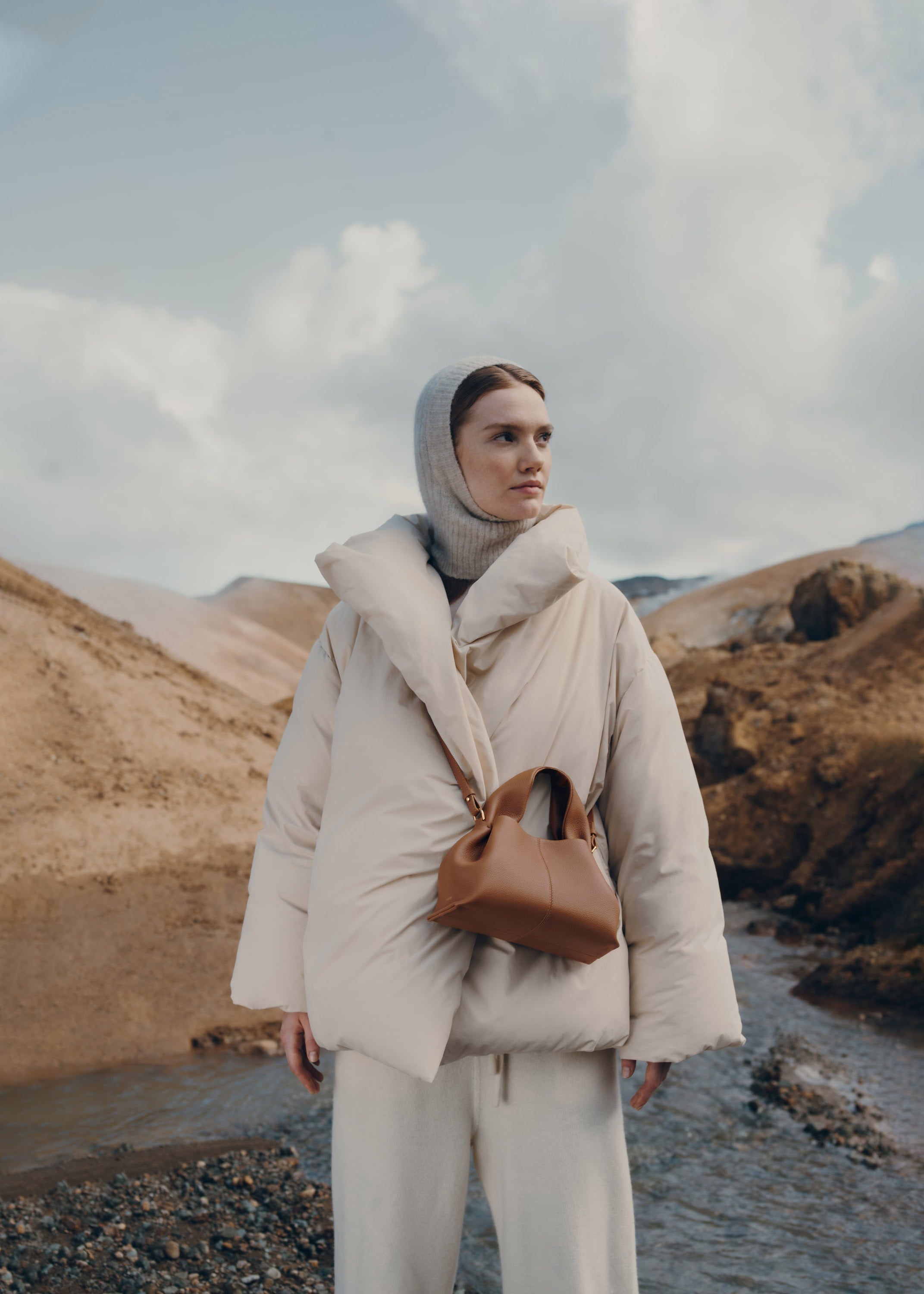 Polene Numero Neuf Mini Textured Camel