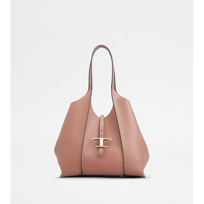 Tods T Timeless Shopping Bag In Leather Small Pink