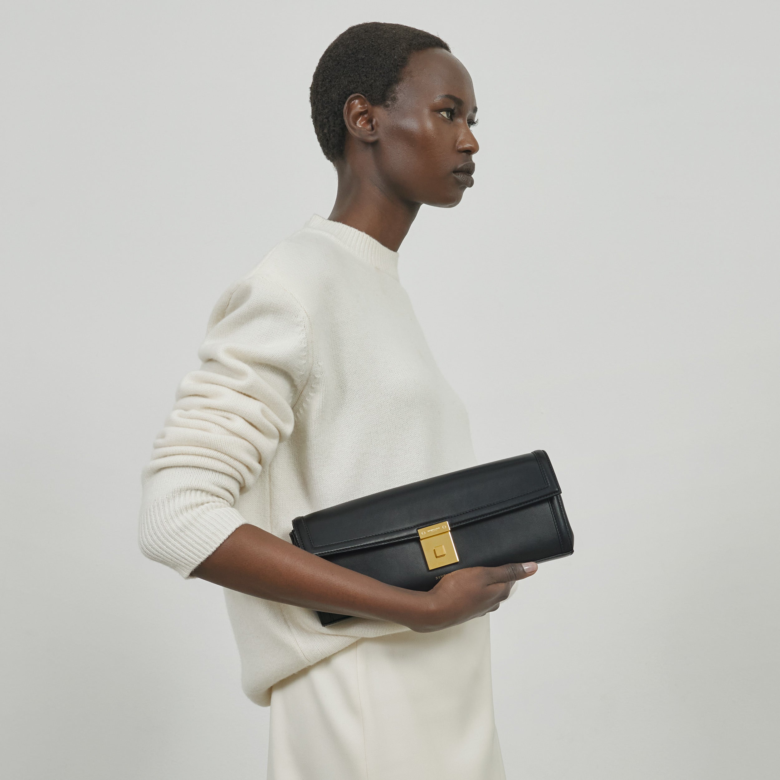 DeMellier The Paris Clutch black smooth