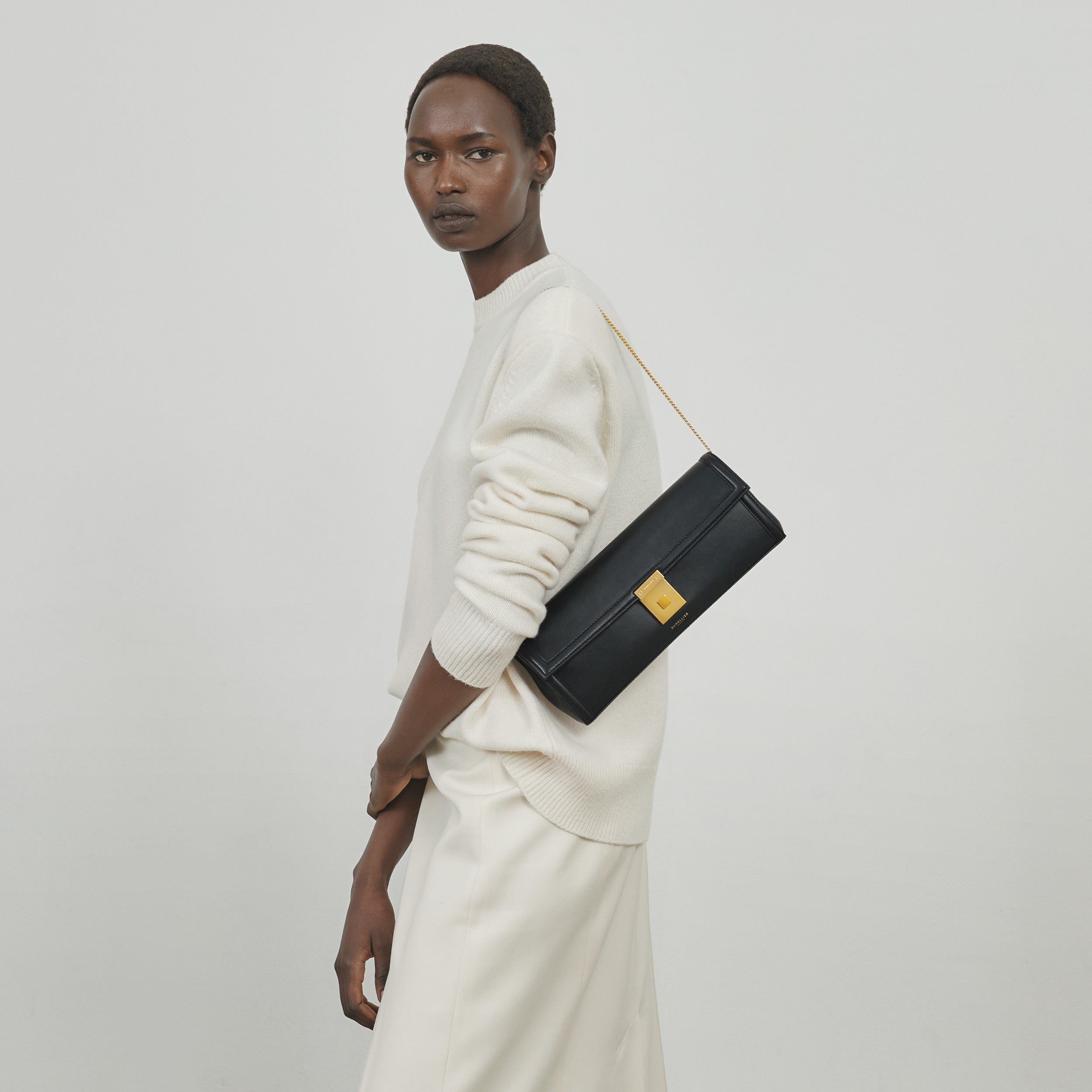 DeMellier The Paris Clutch black smooth