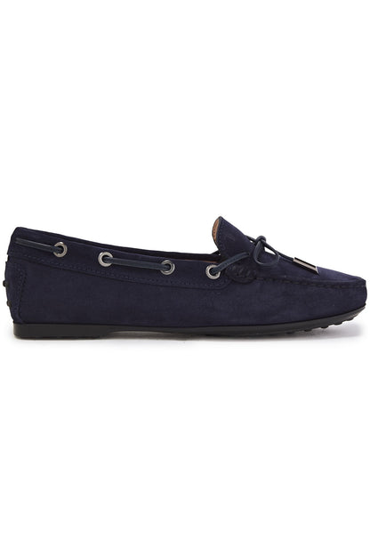 Tod's Heaven Lacetto Suede Loafers Navy Women's