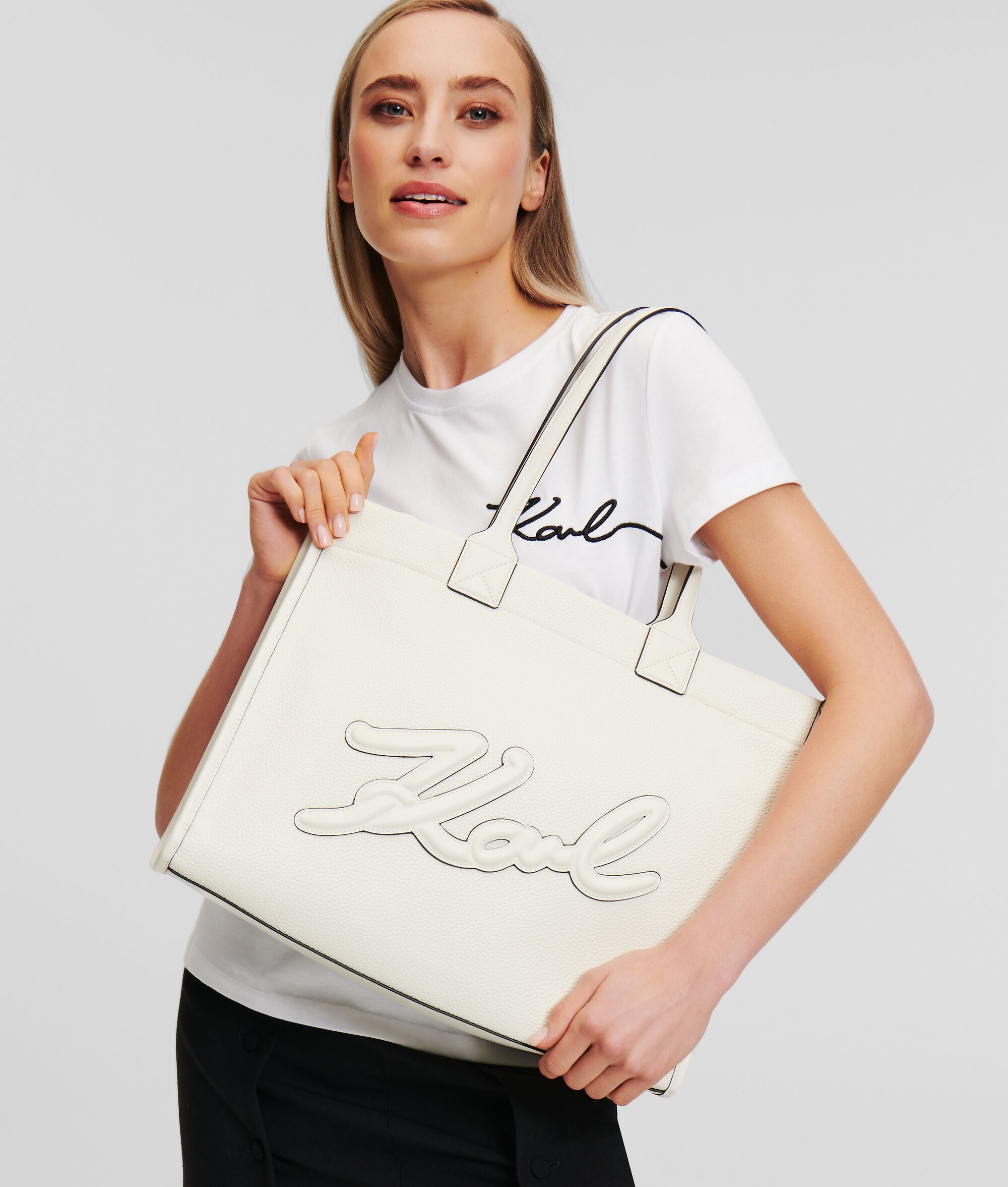 K/Skuare Grainy Large Tote Bag Off White Off White