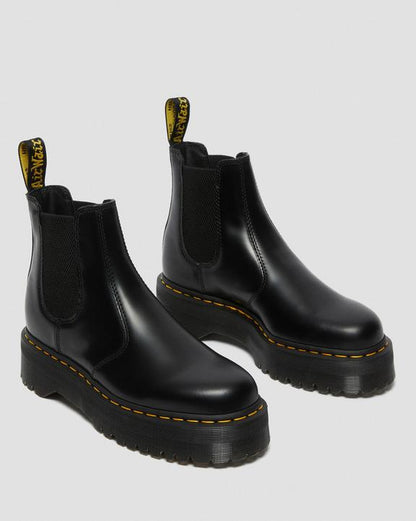 2976 Smooth Leather Platform Chelsea Boots - Black - Mens
