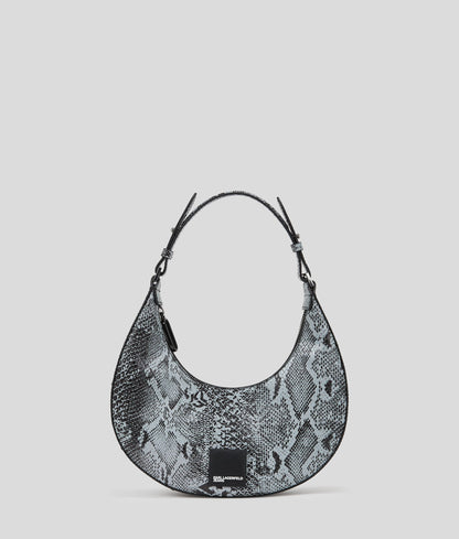 Snake-Effect Half-Moon Shoulder Bag Grey Snake Grey Snake