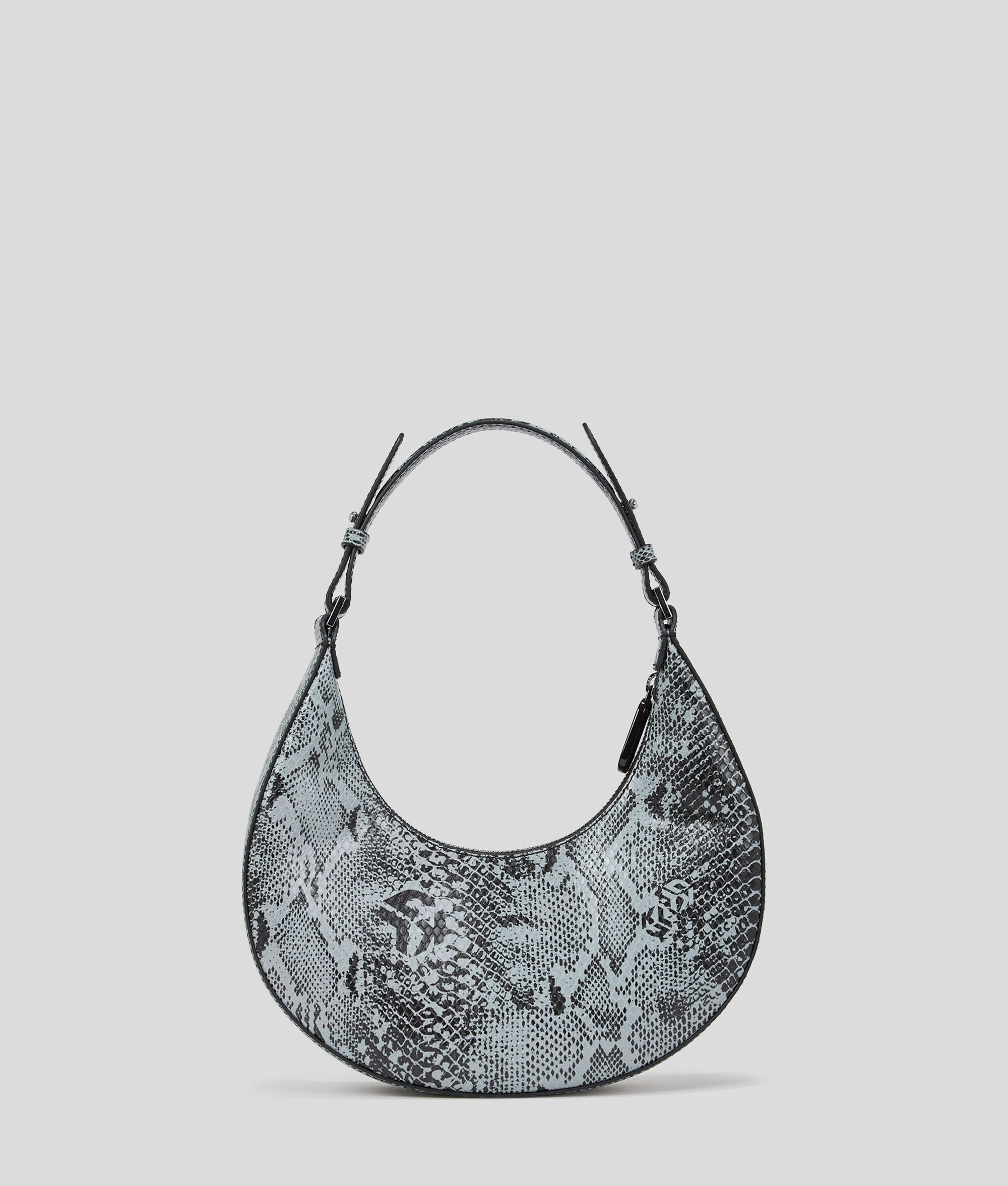 Snake-Effect Half-Moon Shoulder Bag Grey Snake Grey Snake
