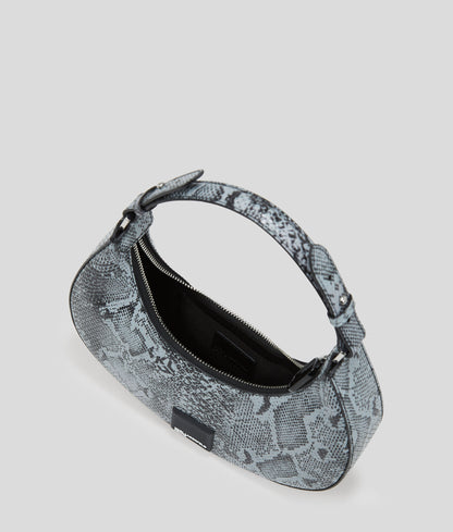 Snake-Effect Half-Moon Shoulder Bag Grey Snake Grey Snake
