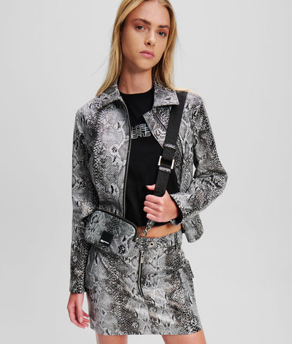 Snake-Effect Mini Crossbody Bag Grey Snake Grey Snake
