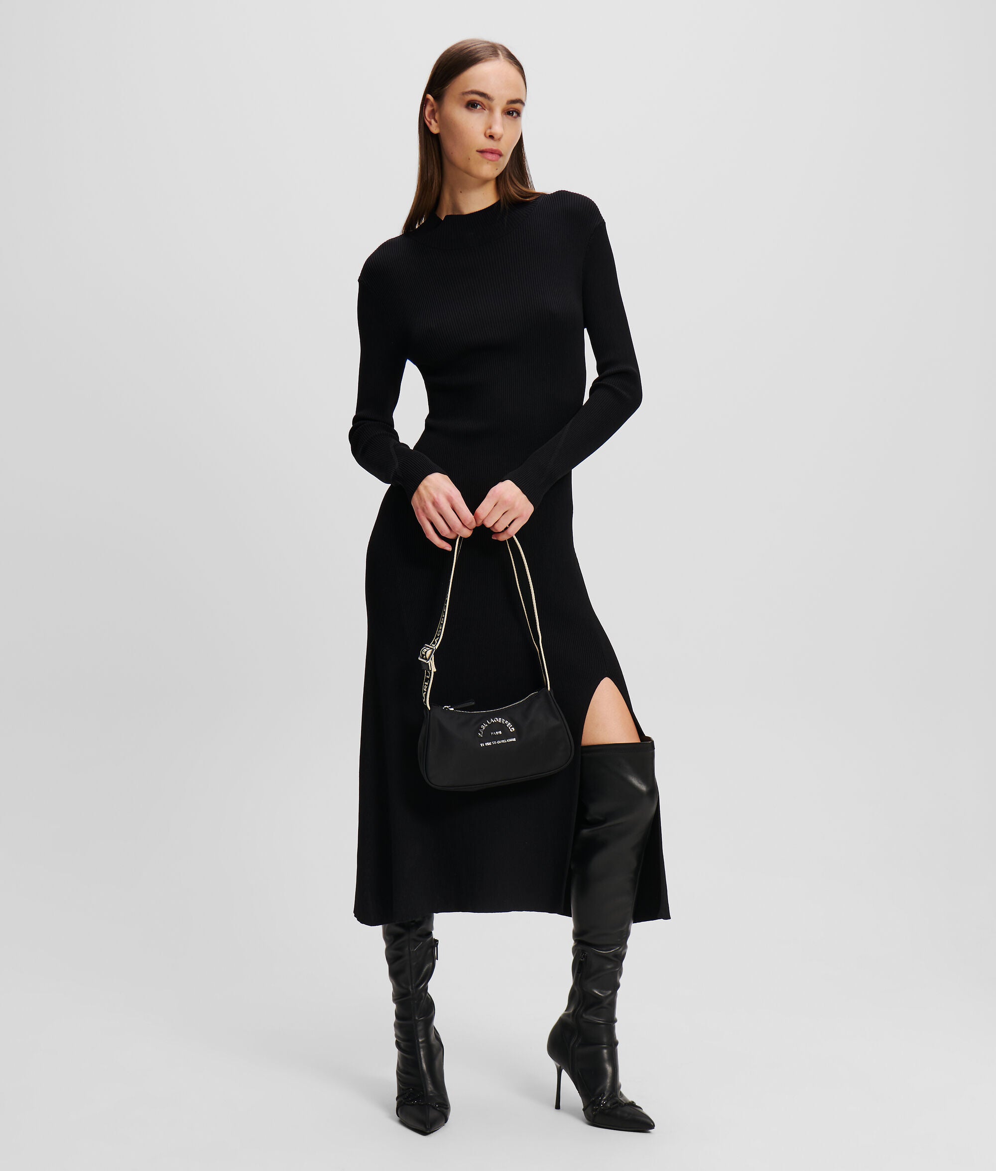 Rue St-Guillaume Metal Logo Shoulder Bag Black Black