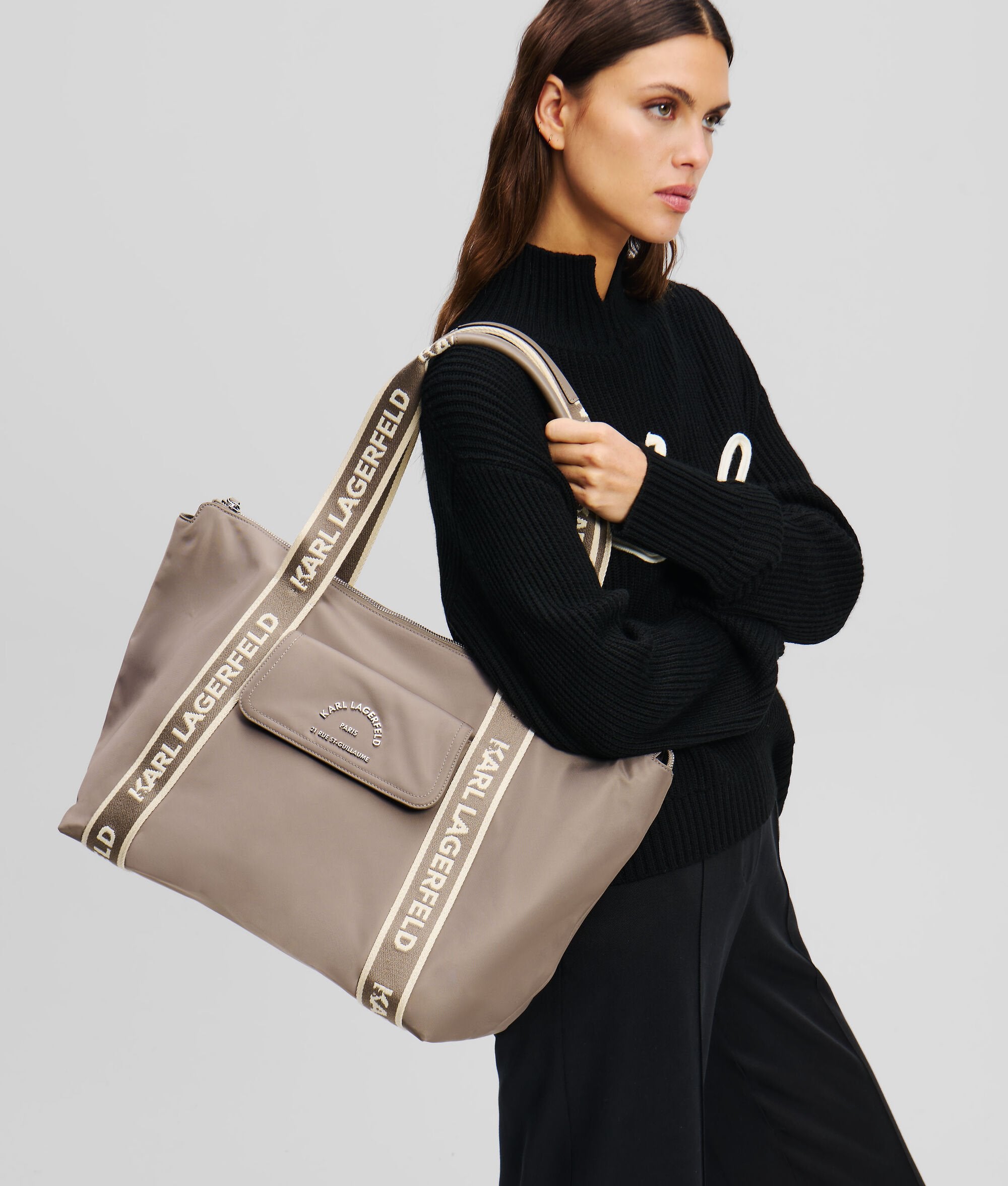 Rue St-Guillaume Metal Large Tote Bag Ash Grey Ash Grey