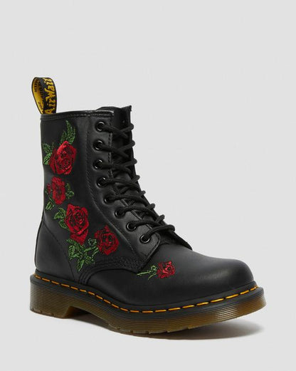 Dr Martens 1460 Vonda Floral Leather Lace Up Boots - Black