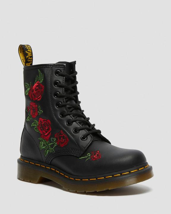 Dr Martens 1460 Vonda Floral Leather Lace Up Boots - Black