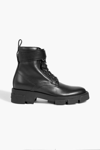 Givenchy Logo-Embellished Leather Combat Boots Black Women's