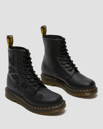 Dr Martens 1460 Vonda Mono Women'S Floral Boots - Black