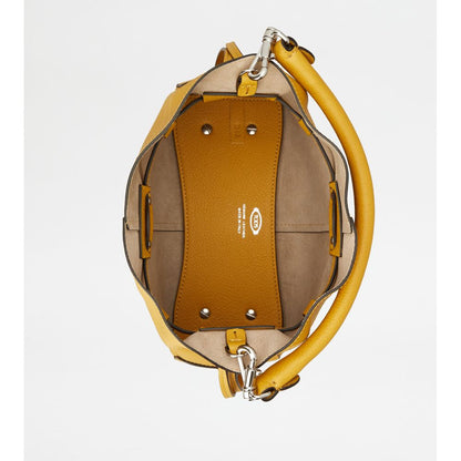 Tods Di Bag Bucket Bag In Leather Mini With Drawstring Yellow