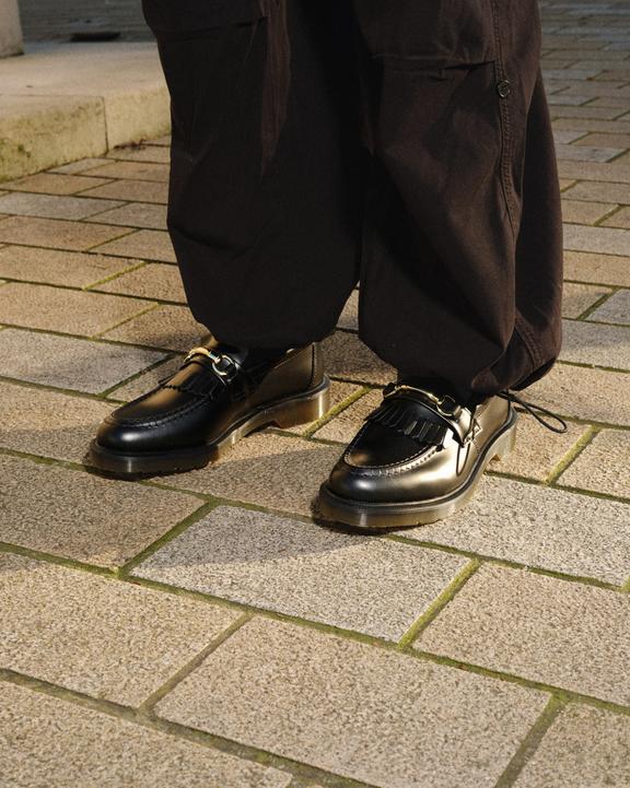 Dr. Martens Adrian Snaffle Smooth Leather Kiltie Loafers Black - Womens