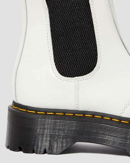 2976 Smooth Leather Platform Chelsea Boots - White - Womens