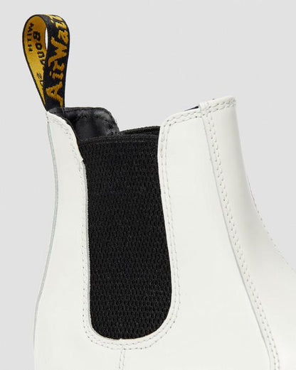 2976 Smooth Leather Platform Chelsea Boots - White - Womens