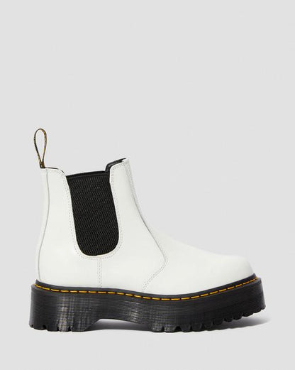 2976 Smooth Leather Platform Chelsea Boots - White - Womens