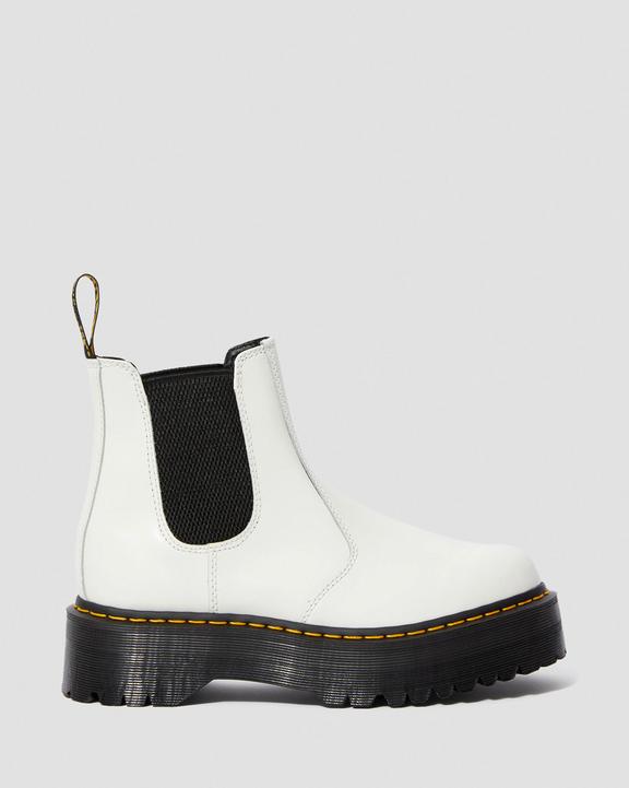 2976 Smooth Leather Platform Chelsea Boots - White - Womens