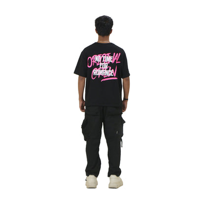 BLACK NO TIME FOR ROMANCE T-SHIRT
