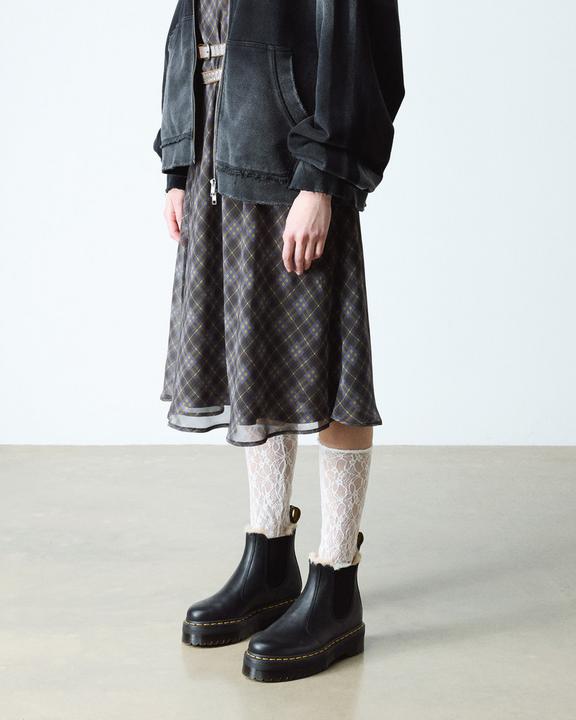 Dr Martens Faux Fur Lined Platform Chelsea Boots - Black