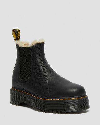 Dr Martens Faux Fur Lined Platform Chelsea Boots - Black