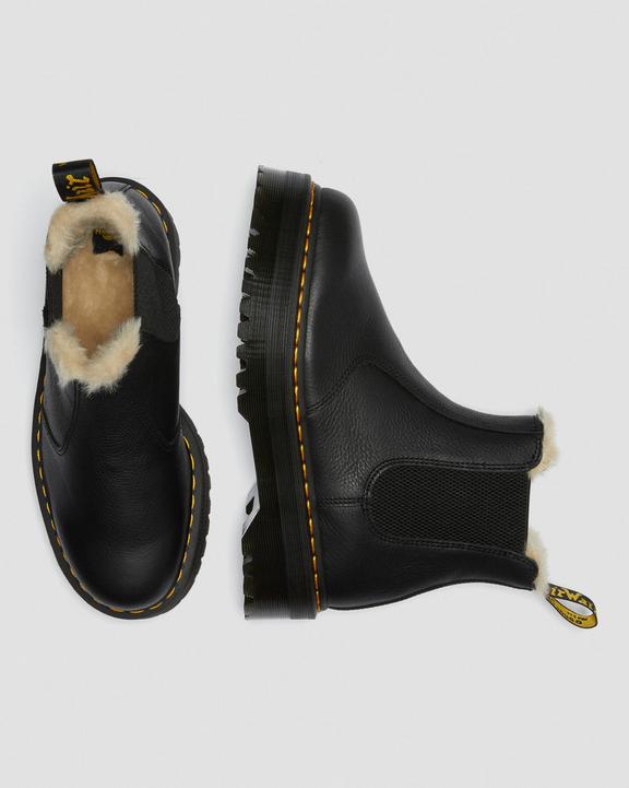 Dr Martens Faux Fur Lined Platform Chelsea Boots - Black