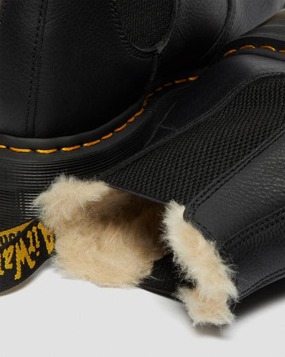 Dr Martens Faux Fur Lined Platform Chelsea Boots - Black