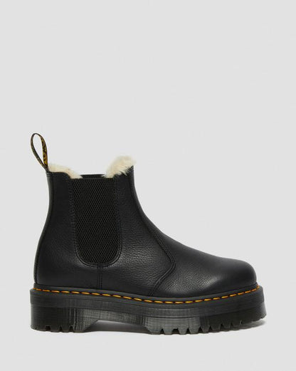 Dr Martens Faux Fur Lined Platform Chelsea Boots - Black
