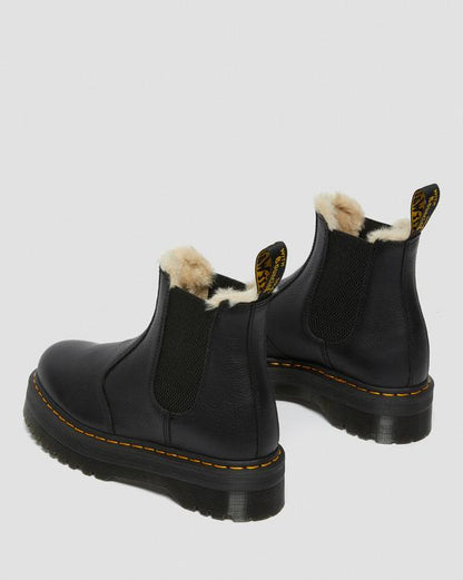 Dr Martens Faux Fur Lined Platform Chelsea Boots - Black