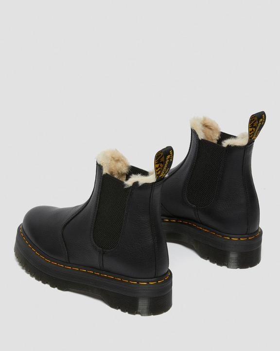 Dr. Martens 2976 Faux Fur Lined Platform Chelsea Boots Black - Womens