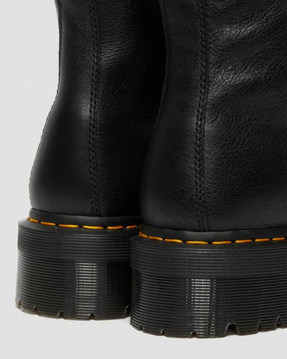 Dr. Martens Jadon Boot Leather Faux Fur Lined Platforms Black - Womens