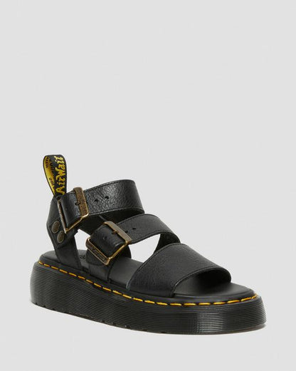 Dr Martens Gryphon Pisa Leather Platform Sandals - Black
