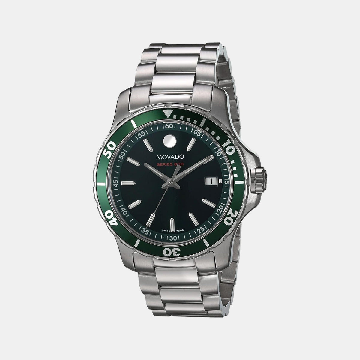 Movado Series 800 Men Quartz Green Dial Analog Stainless Steel Watch 2600136