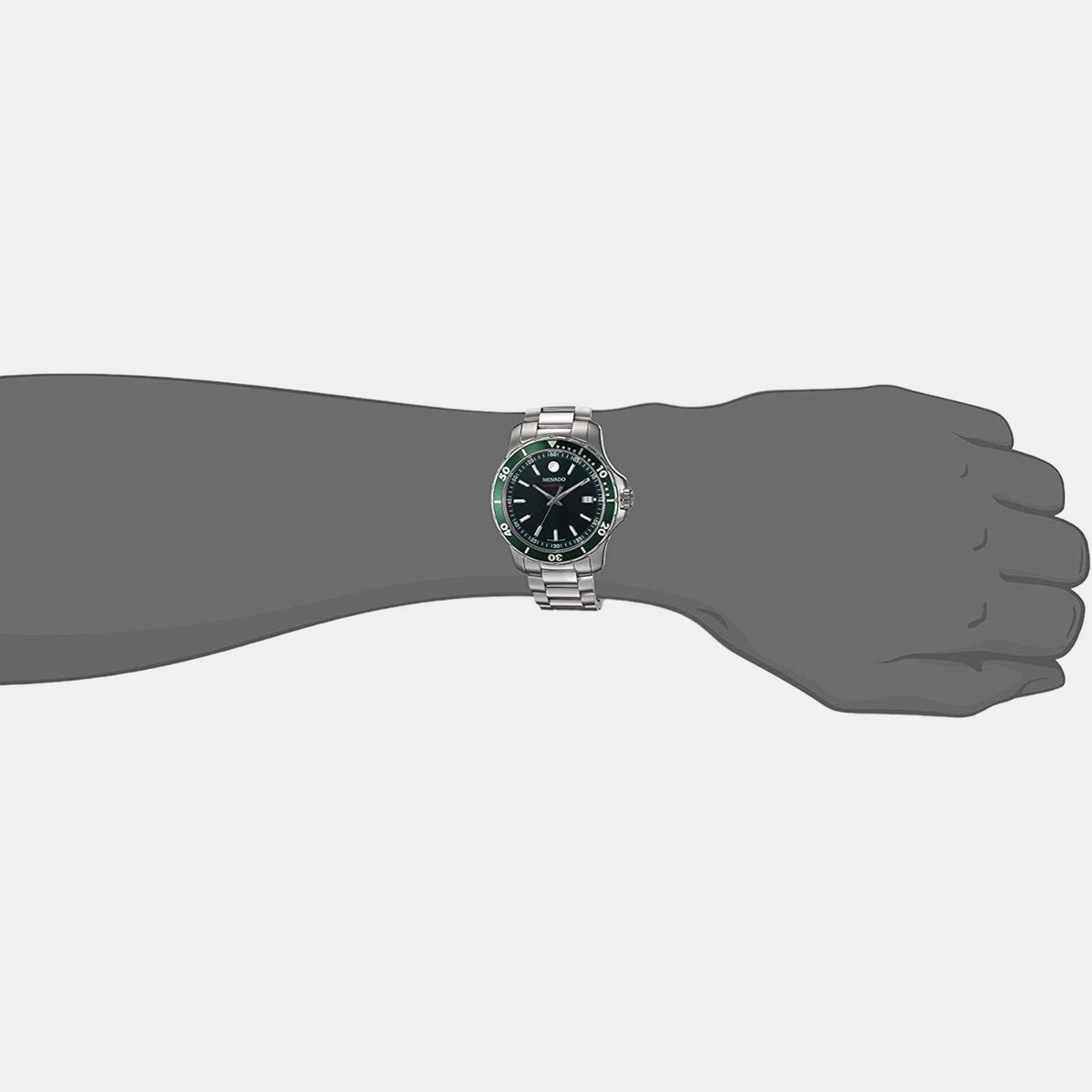Movado Series 800 Men Quartz Green Dial Analog Stainless Steel Watch 2600136