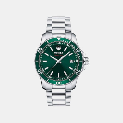 Movado Series 800 Men Quartz Green Dial Analog Stainless Steel Watch 2600136