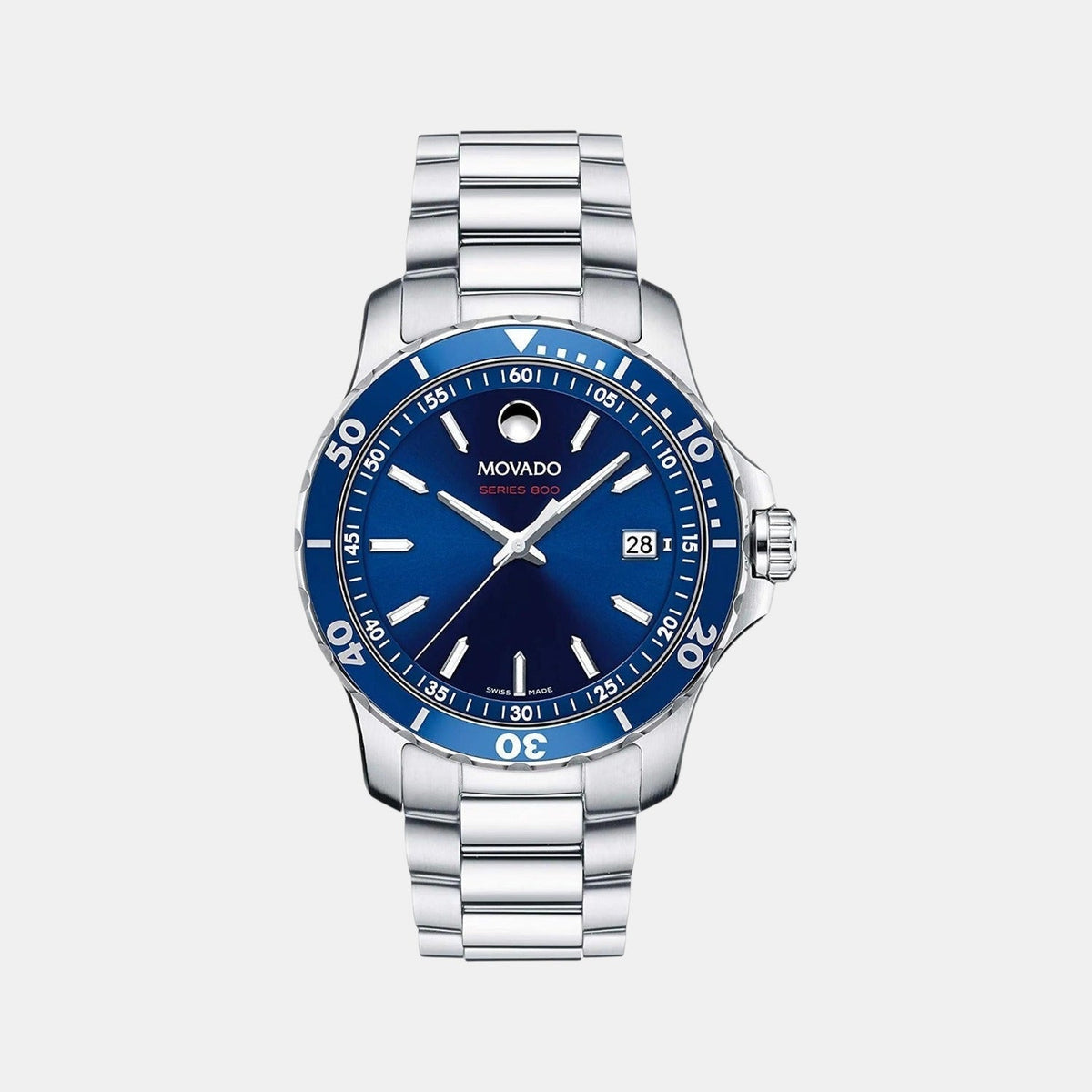 Movado Series 800 Men Quartz Blue Dial Analog Stainless Steel Watch 2600137