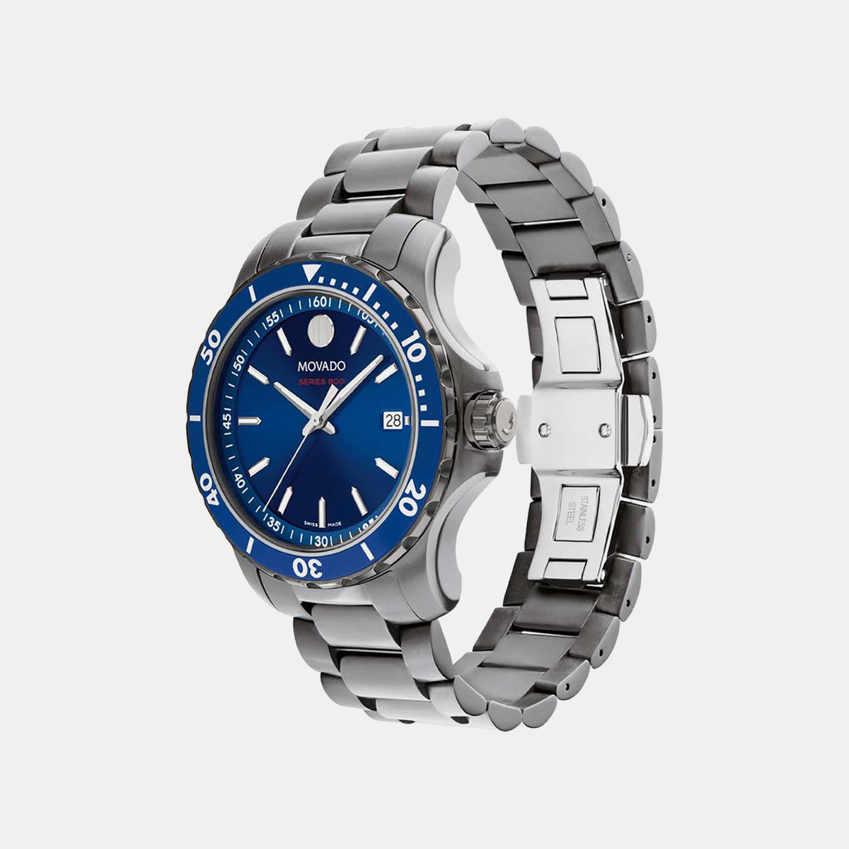 Movado Series 800 Men Quartz Blue Dial Analog Stainless Steel Watch 2600159