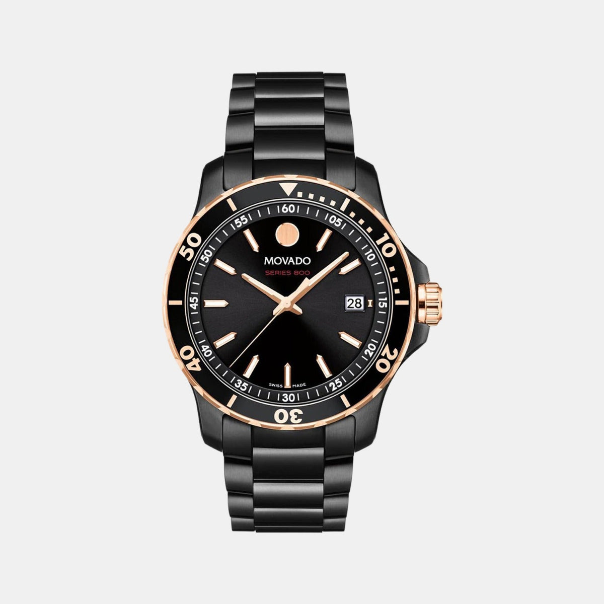 Movado Series 800 Men Quartz Black Dial Analog Stainless Steel Watch 2600162