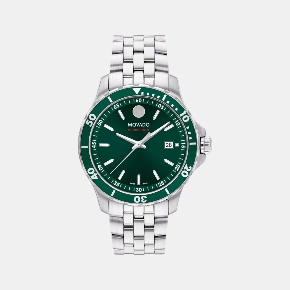 Movado Series 800 Men Quartz Green Dial Analog Stainless Steel Watch 2600184