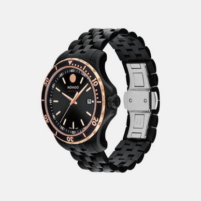 Movado Series 800 Men Quartz Black Dial Analog Stainless Steel Watch 2600186