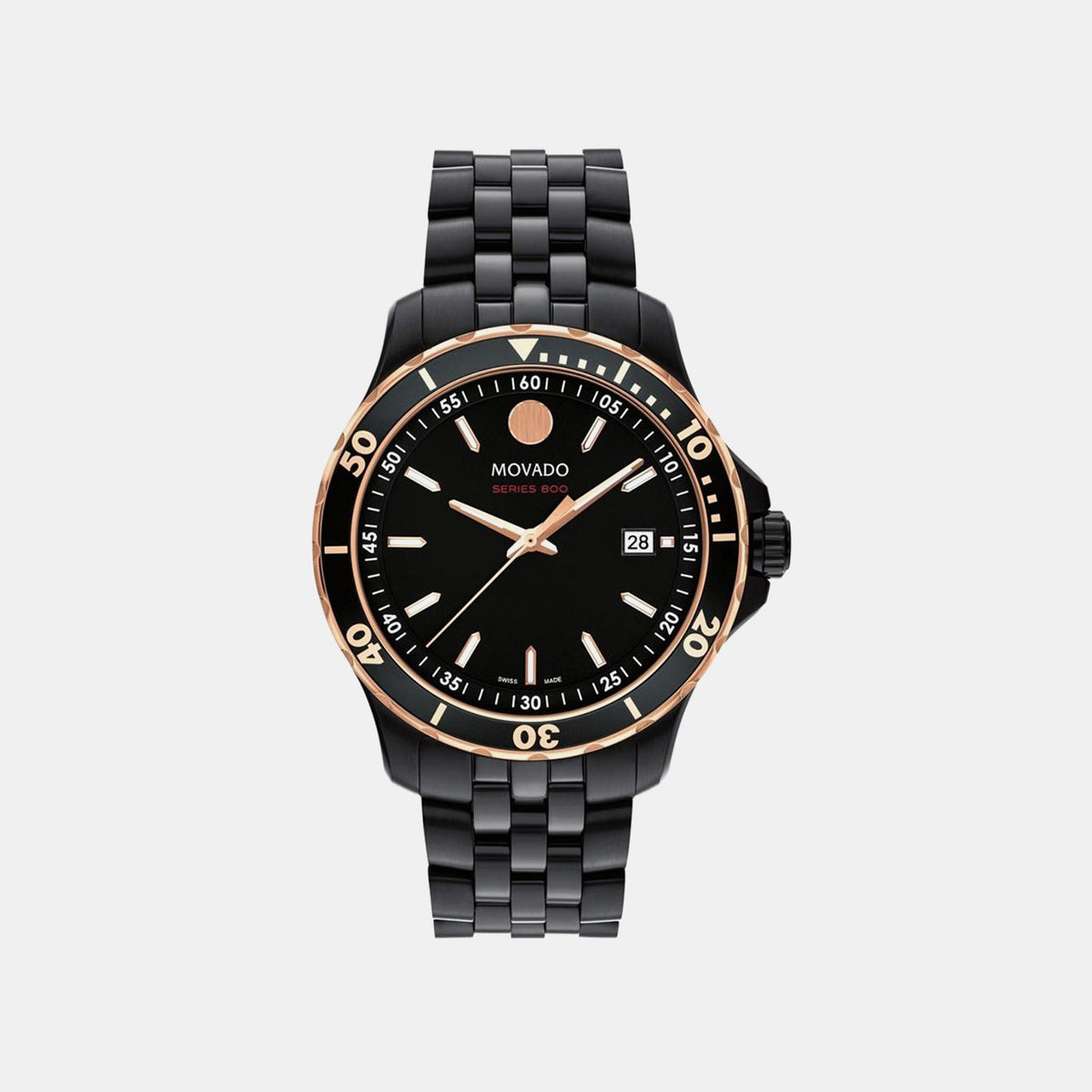 Movado Series 800 Men Quartz Black Dial Analog Stainless Steel Watch 2600186