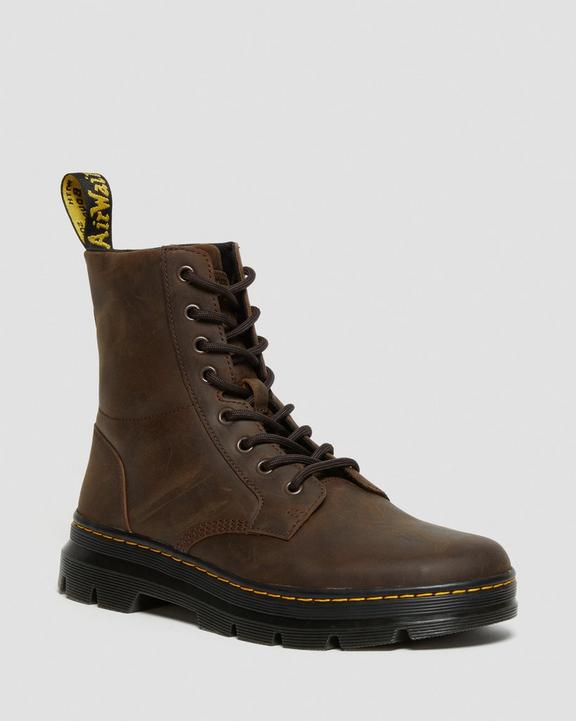 Dr. Martens Combs Crazy Horse Leather Casual Boots Brown - Womens