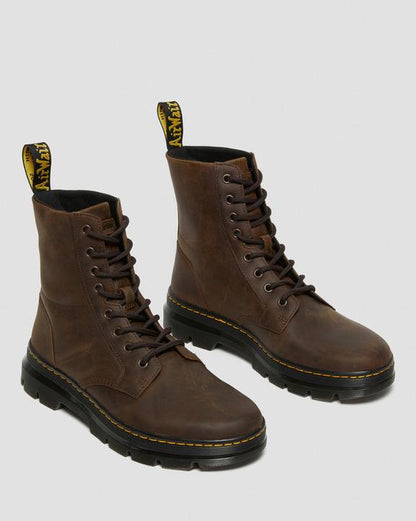 Dr. Martens Combs Crazy Horse Leather Casual Boots Brown - Womens