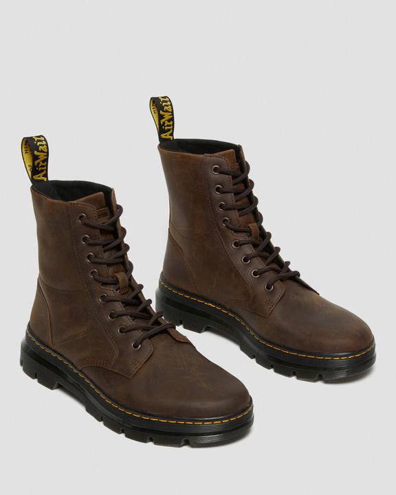 Dr. Martens Combs Crazy Horse Leather Casual Boots Brown - Womens