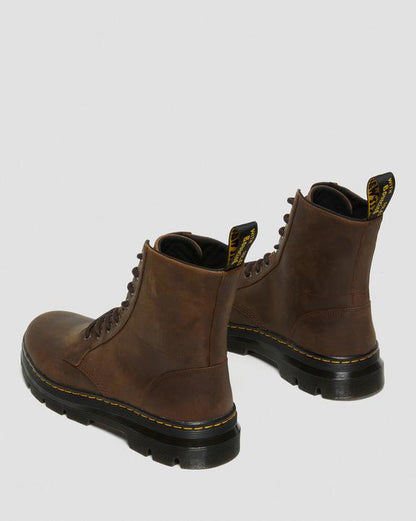 Dr. Martens Combs Crazy Horse Leather Casual Boots Brown - Mens