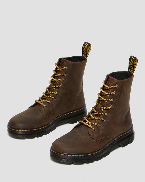 Dr. Martens Combs Crazy Horse Leather Casual Boots Brown - Womens