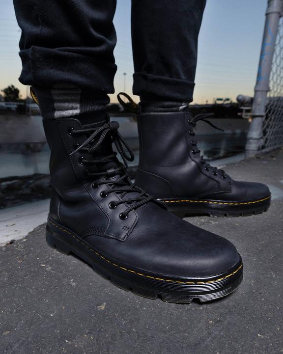 Dr. Martens Combs Leather Casual Boots Black - Mens